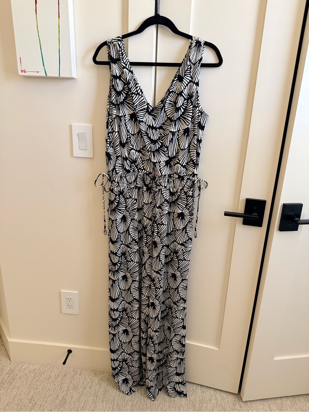 Tommy Bahama Black & White Printed Maxi Jumpsuit
